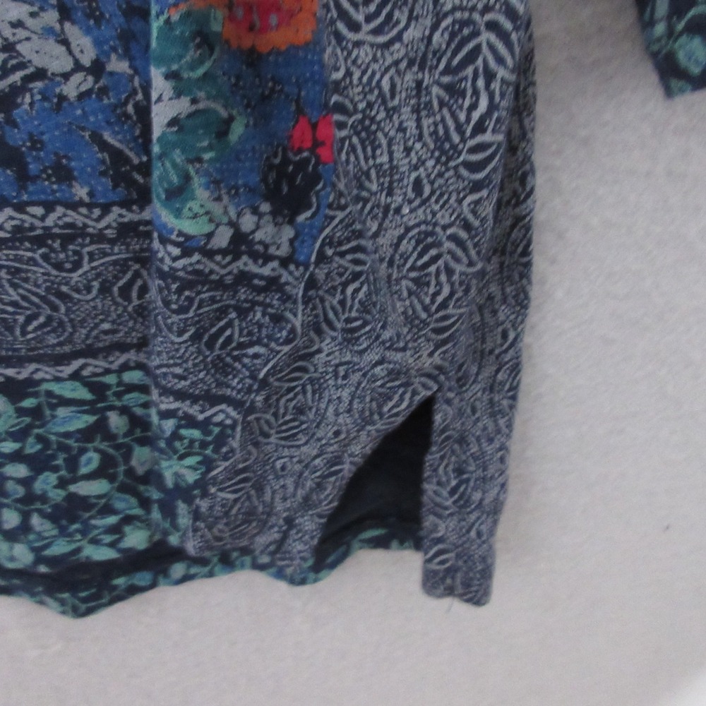 Lucky Brand Top Plus 3X Blue Floral Mixed Print Boho V-Neck 3/4 Sleeve Mix Print - Picture 9 of 10
